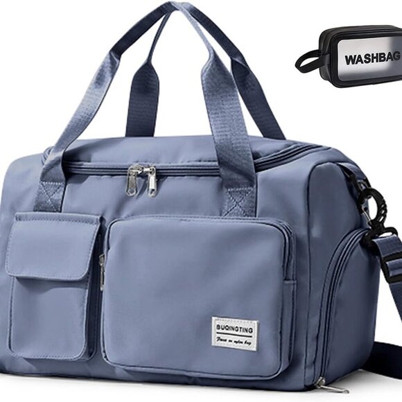 Small Gym Bag for Women, Travel Duffle Bag Carry On Weekender Bag with Shoe Comp - Picture 1 of 6